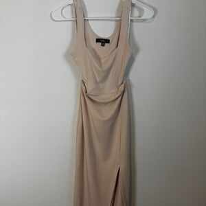 Lulus Elegant Beige Sleeveless Dress